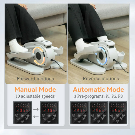 SPORTNOW Under Desk Elliptical Machine, Seated Pedal Exerciser, Mini Electric Elliptical Machine for Seniors with LCD Monitor, Remote Control and 10 Adjustable Speed, Quiet & Portable, White