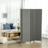 HOMCOM 4-Panel Room Dividers, Wave Fibre Freestanding Folding Privacy Screen Panels, Partition Wall Divider for Indoor Bedroom Office, 170 cm, Grey