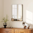 HOMCOM Wall Mirror with Wood Shelf - Black