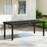 Outsunny Aluminium Outdoor Garden Dining Table for 8 People, Faux Wood Top, for Garden, Patio, 190 x 90 x 74cm, Black