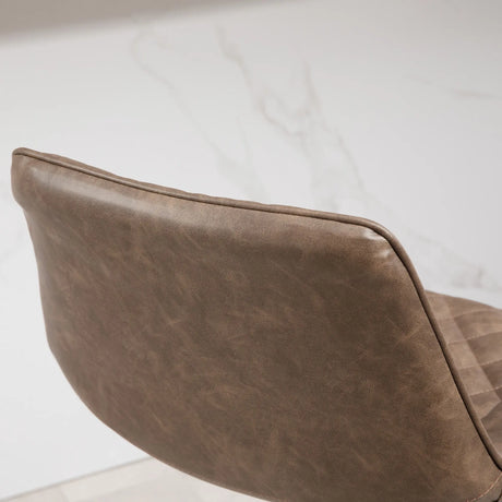 HOMCOM Bar Stools Set of 2, Retro Adjustable Kitchen Stool, Swivel PU Leather Upholstered Bar Chairs with Back, Footrest and Steel Base, Brown