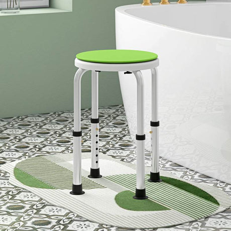 HOMCOM 360° Swivel Shower Chair, Height Adjustable Aluminium Shower Stool with Non-Slip Feet for Disabled, Elderly, Green