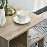 HOMCOM Side Table, 3 Tier End Table with Open Storage Shelves for Living Room, Bedroom, Set of 2, Oak