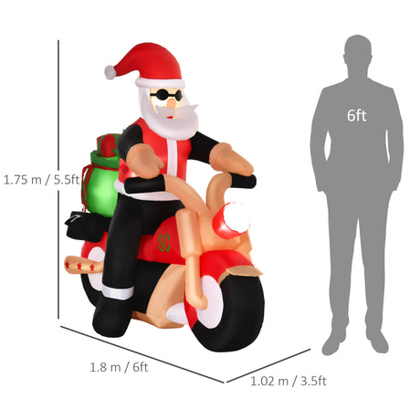 HOMCOM 5.5ft Christmas Inflatable Santa Claus Riding a Motorcycle Blow Up Decoration Xmas Dcor for Garden