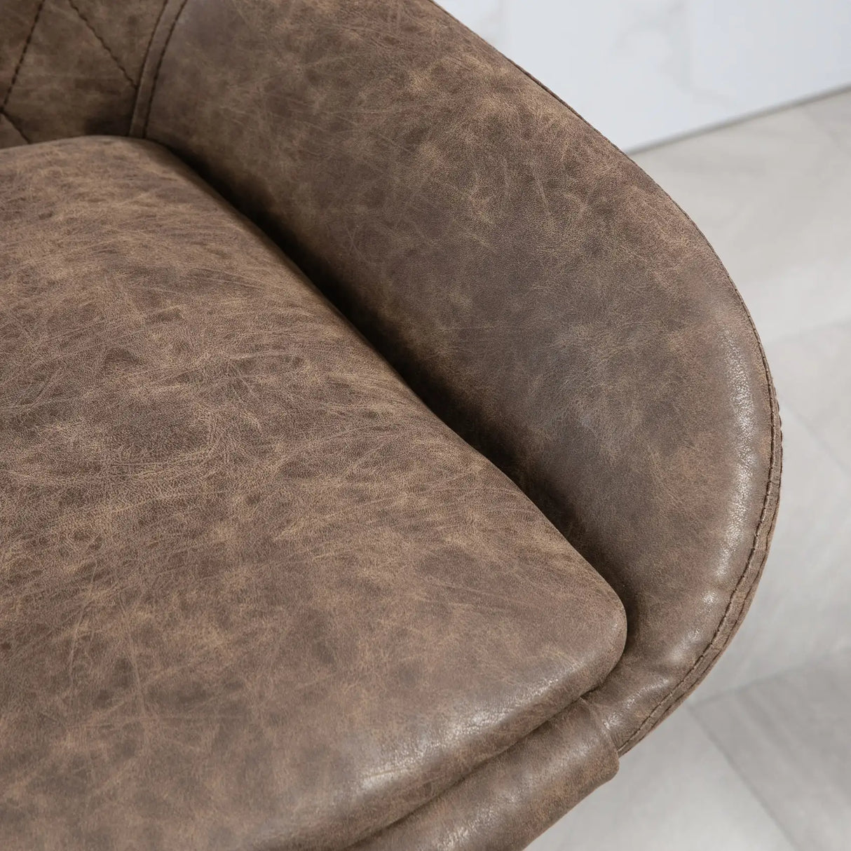 HOMCOM Adjustable Faux Leather Retro Bar Stools For Home Use, Brown