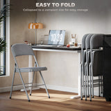 HOMCOM 4 Pack Folding Chairs with Padded Seats, Velvet Portable Party Chairs with Steel Frame, Light Grey