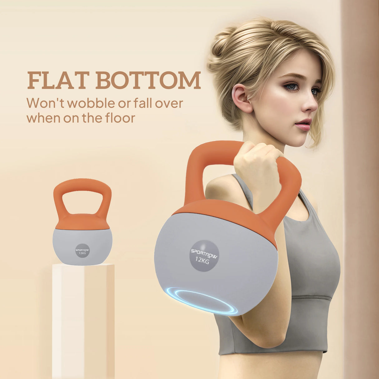 SPORTNOW 12KG Soft Kettlebell, Kettlebell with Non-Slip Handle for Home Gym, Weight Lifting, Strength Training, Orange/Grey