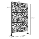 Outsunny Metal Decorative Privacy Screen Outdoor Divider, Black Twisted Lines