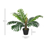 Outsunny 2 Pack 60cm Artificial Palm Tree Decorative Plant with Nursery Pot, Fake Tropical Tree for Indoor Outdoor Décor