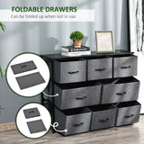HOMCOM Chest of Drawers with 8 Foldable Drawers, 3-Tier Fabric Bedroom Dresser, Clothes Storage Unit for Bedroom Living Room, Dark Grey