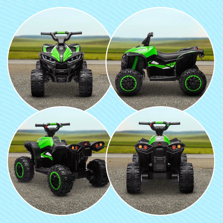 HOMCOM 12V Ride-On Quad Bike, with Music, Horn, LED Lights, for Ages 3-5 Years, Green
