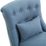 HOMCOM Tub Chair, Armless Single Sofa, Modern Button Tufted Armchair, Upholstered Linen Fabric Longue Accent Chair for Living Room, Bedroom, Set of 2, Blue