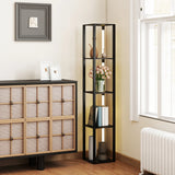 HOMCOM LED Floor Lamp with Shelves, Modern Dimmable Standing Lamp with 3 Brightness Levels and Foot Switch for Living Room, Bedroom, Office, Black