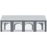 Outsunny 8 x 4m Galvanised Party Tent, Marquee Gazebo with Sides, Eight Windows and Double Doors, for Parties, Wedding and Events