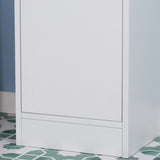 kleankin Tall Bathroom Storage Cabinet with Mirror, Narrow Bathroom Unit, Freestanding Bathroom Cupboard with Adjustable Shelves and 2 Doors, White