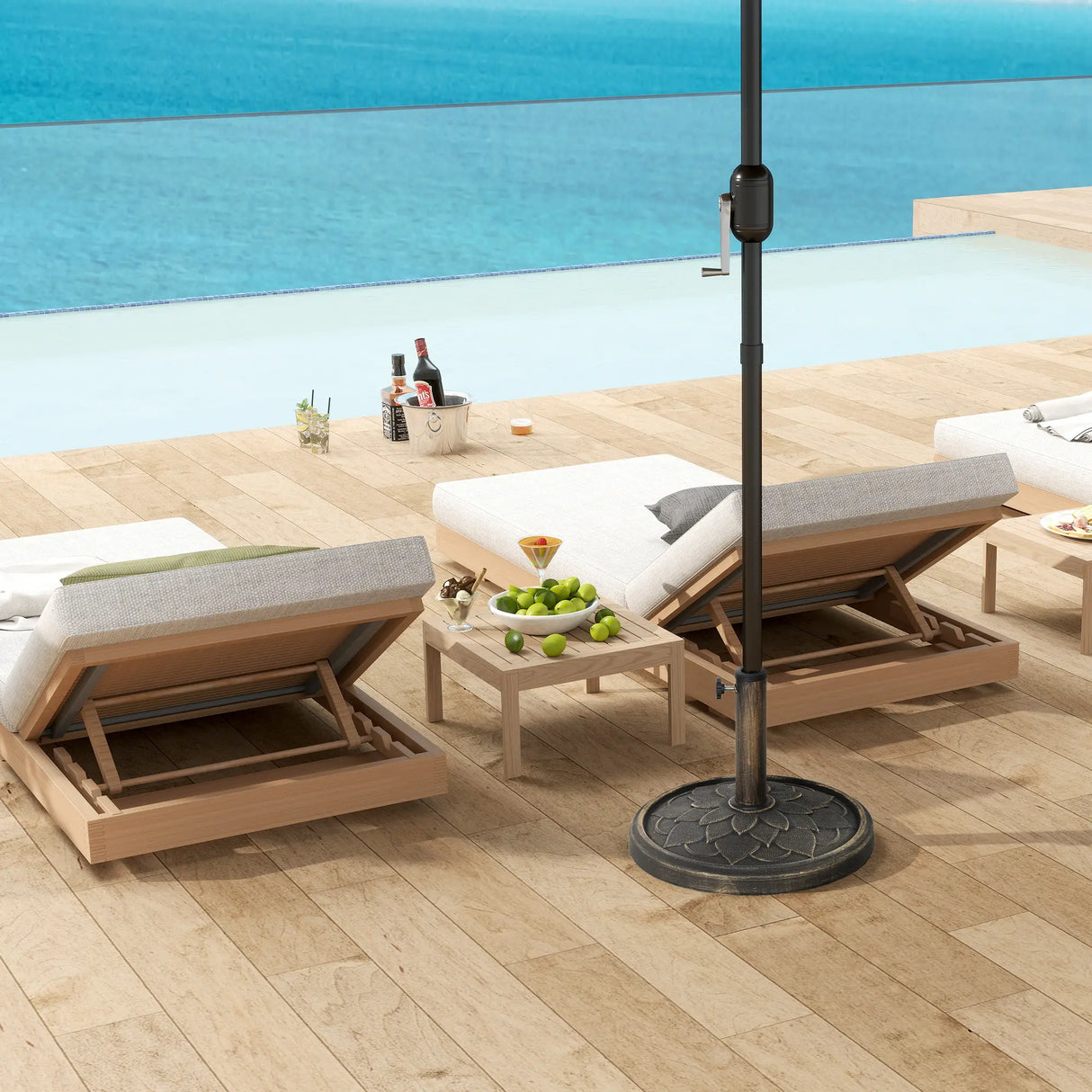 Outsunny 12kg Resin Garden Parasol Base, Round Umbrella Base, Heavy Duty Sun Umbrella Base for 32, 38, 48 mm Umbrella Poles for Deck Poolside, Bronze Tone