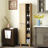 HOMCOM Multi-Storage Slim Bathroom Cabinet - Wood-Effect