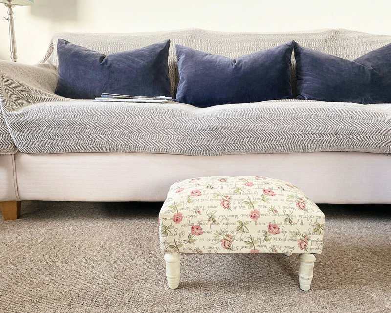 Roses Design Fabric Footstool with Drawer