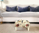 Equestrian Fabric Footstool with Drawer