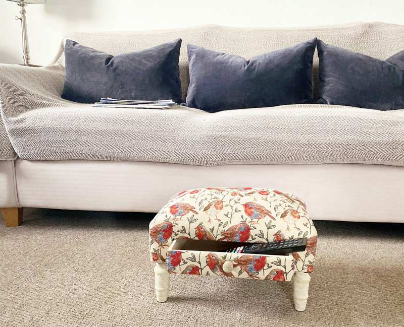 Robin Fabric Footstool with Drawer