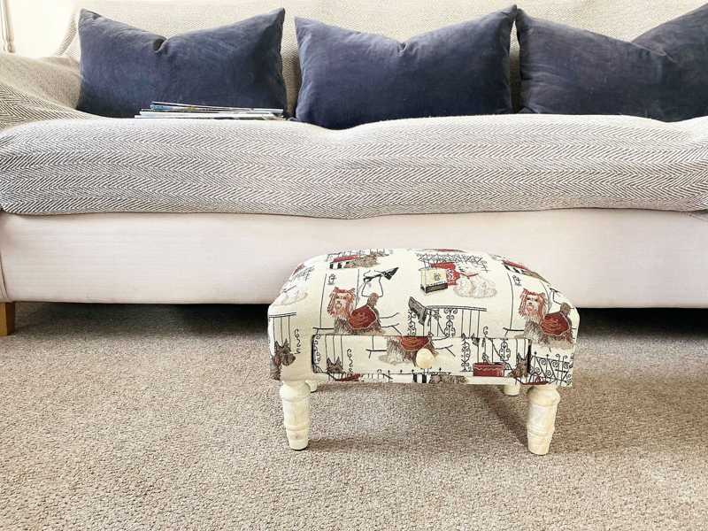 Scottie Dog Fabric Footstool with Drawer