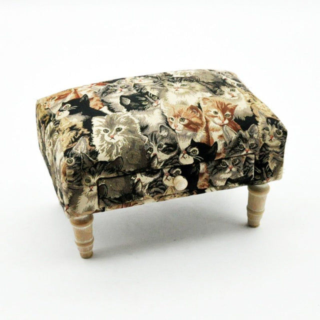 Cat Fabric Footstool with Drawer