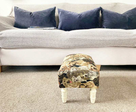 Dogs Fabric Footstool with Drawer