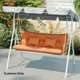 Outsunny Outdoor Seat Cushions Back Cushion with 2 Pillows, Water Repellent Seat Pads for 3-Seater Chair, Orange