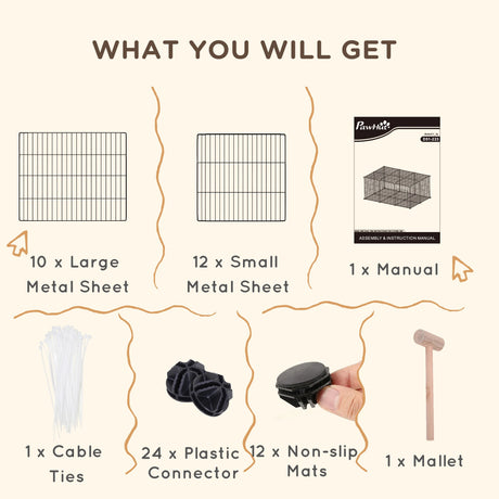 PawHut Pet Playpen DIY Small Animal Cage Metal Fence with Door, 22 Pieces, for Bunny Chinchilla Hedgehog Guinea Pig