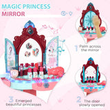 AIYAPLAY 31 Piece Kids Dressing Playset, with Magical Princess Mirror, Light and Sound - Pink and Blue