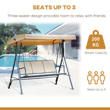 Outsunny 3 Seater Swing Chair, Garden Swing Bench with Canopy, Breathable Mesh Seat and Heavy Duty Steel Frame for Patio, Yard, Beige