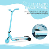 AIYAPLAY Electric Scooter for Kids Aged 4-7 Years, with Flashing LED Lights, Rear Auxiliary Wheels, Blue