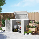 Outsunny 4.7 x 2.5FT Garden Shed, Lockable Outdoor Storage with Openable Lid, Small Shed for 2 Trash Cans, Tools, Patio, Light Grey