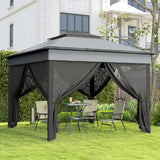 Outsunny 3 x 3(m) Pop Up Gazebo, Height Adjustable Instant Event Shelter with Netting and Carrying Bag, Grey