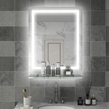 kleankin LED Bathroom Mirror with Lights and Shelf, Illuminated Makeup Mirror, Vanity Mirror with 3 Colour, Smart Touch, Anti-Fog