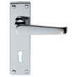 VICTORIAN LEVER ON BACKPLATE - LOCK 57MM C/C - POLISHED CHROME - 150MM X 43MM - PAIR