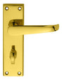 VICTORIAN LEVER ON BACKPLATE - BATHROOM 57MM C/C - POLISHED BRASS - 150MM X 43MM - PAIR