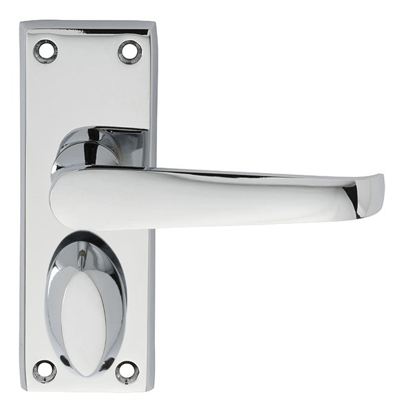 VICTORIAN LEVER ON BACKPLATE - PRIVACY - POLISHED CHROME - 114MM X 38MM - PAIR