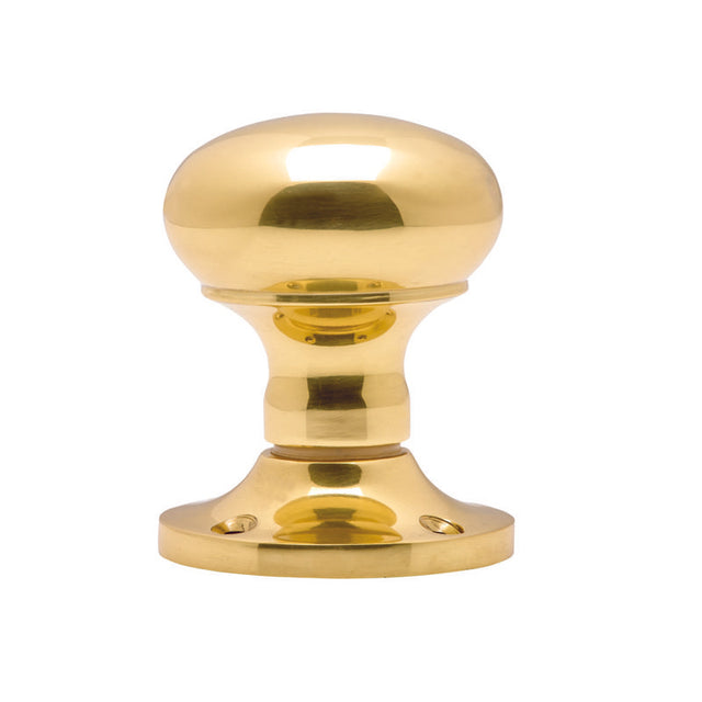 VICTORIAN - MORTICE KNOB MUSHROOM (UNSPRUNG) OTL (POLISHED BRASS) - POLISHED BRASS - 56MM - PAIR