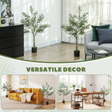HOMCOM Set of Two Silk Leaf Artificial Olive Trees