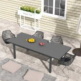 Outsunny Aluminium Garden Table for 6-8, Extending Outdoor Dining Table Rectangle for Lawn Balcony - Charcoal Grey