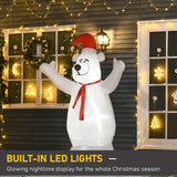 HOMCOM 6ft Tall Outdoor Inflatable Bear Airblown Projection Holiday Christmas Lawn Décor