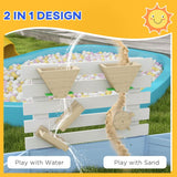 Outsunny Wooden Sandbox, Outdoor Sand Pit, with Six Seats, Accessories, for Ages 3-7 Years - Blue