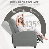 HOMCOM 135 Push Back Recliner Armchair, with Footrest - Grey