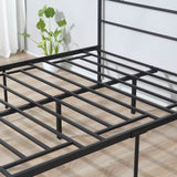 HOMCOM King Metal Bed Frame Solid Bedstead Base with Headboard and Footboard, Metal Slat Support and Underbed Storage Space, Bedroom Furniture, Black