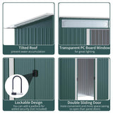 Outsunny Metal Garden Storage Shed, Tool Storage House with Double Sliding Doors and Lightsky Panels, 8.5 x 4ft