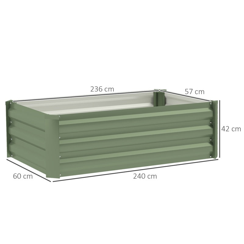 Outsunny Set of Two 60 x 100cm Galvanised Steel Planters, Green