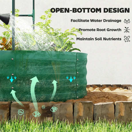 Outsunny Galvanised Raised Garden Bed with Arched Trellis, 5 x 3 x 6ft Metal Raised Bed for Garden with Open Bottom, Green