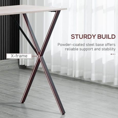 HOMCOM 120 cm Rectangular Bar Table for 4 People, Modern Breakfast Bar Table with Wood Effect Tabletop, Steel Legs, Coffee Desk for Living Room, White