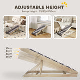 PawHut Dog Ramp for Couch, Adjustable Folding Pet Ramp, 4 Adjustable Height Dog Climbing Ladder, 35/43/47/50 cm Height